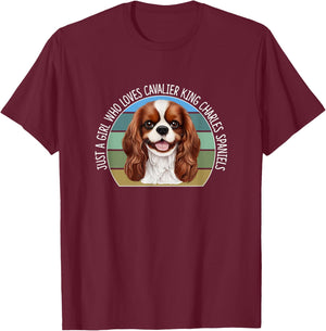 Just A Girl Who Loves Cavalier King Charles Spaniels T-Shirt - T-Shirt | Maroon
