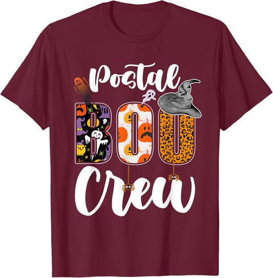 Postal Boo Crew Halloween Matching Mail Carrier T-Shirt - T-Shirt | Maroon