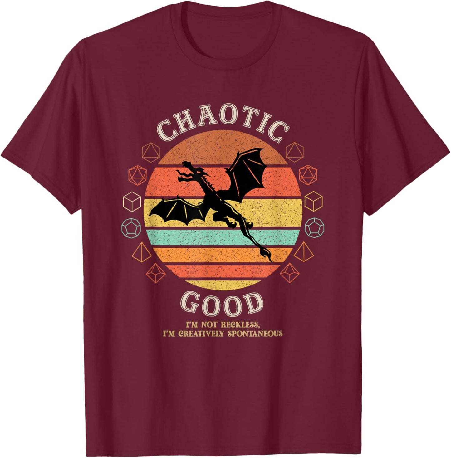 Funny Chaotic Good RPG Player Gamer T-Shirt - T-Shirt | Maroon