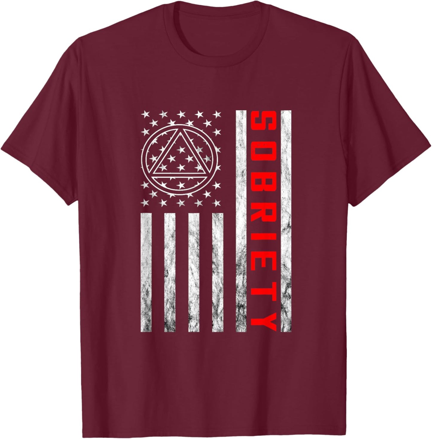Vintage American Flag Sobriety Narcotics Anonymous Sober T-Shirt - T-Shirt | Maroon