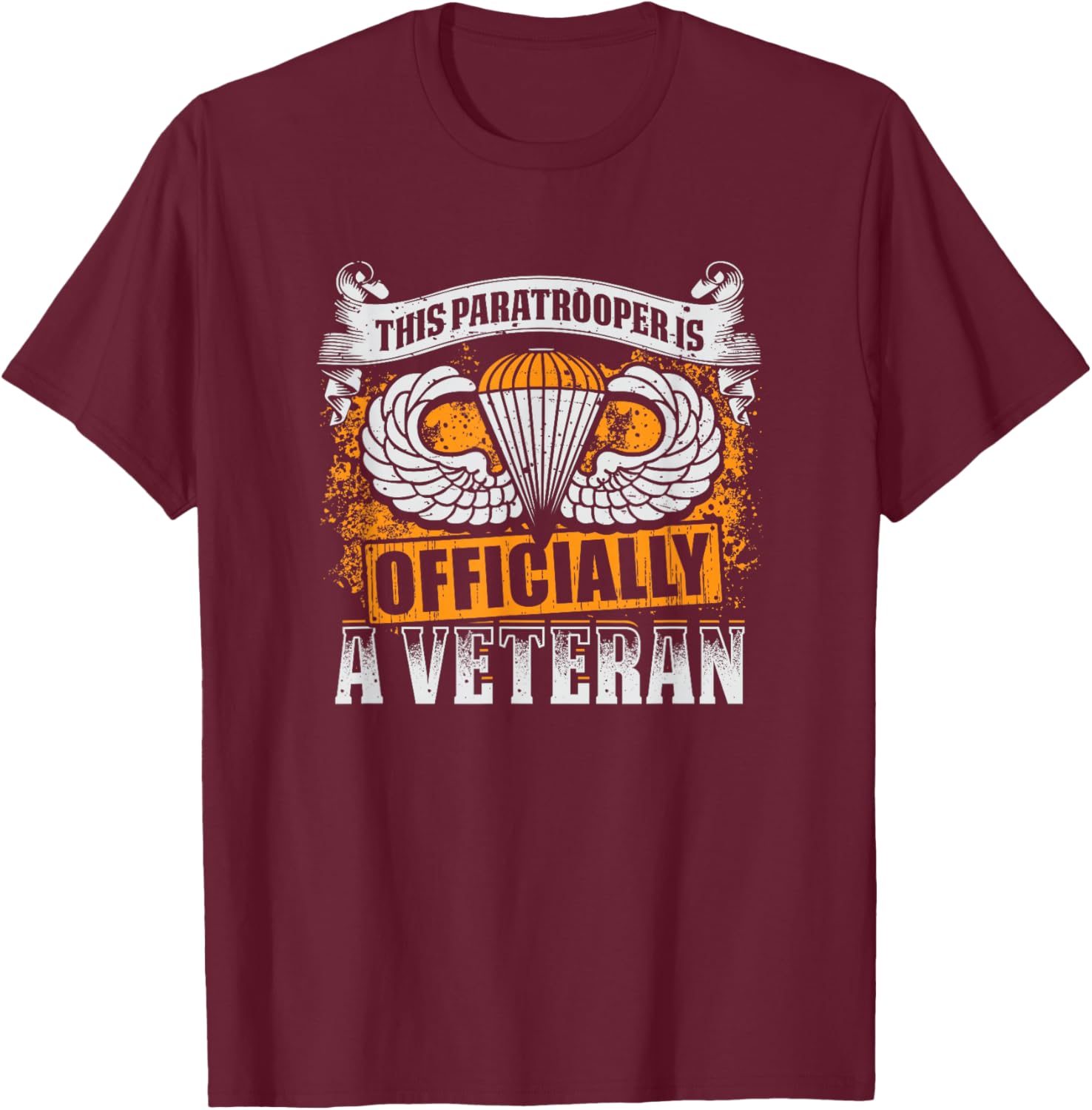 Retired Veteran Airborne Division Paratrooper T-Shirt - T-Shirt | Maroon