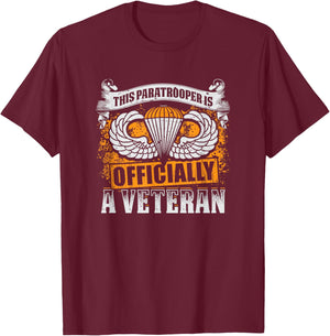 Retired Veteran Airborne Division Paratrooper T-Shirt - T-Shirt | Maroon