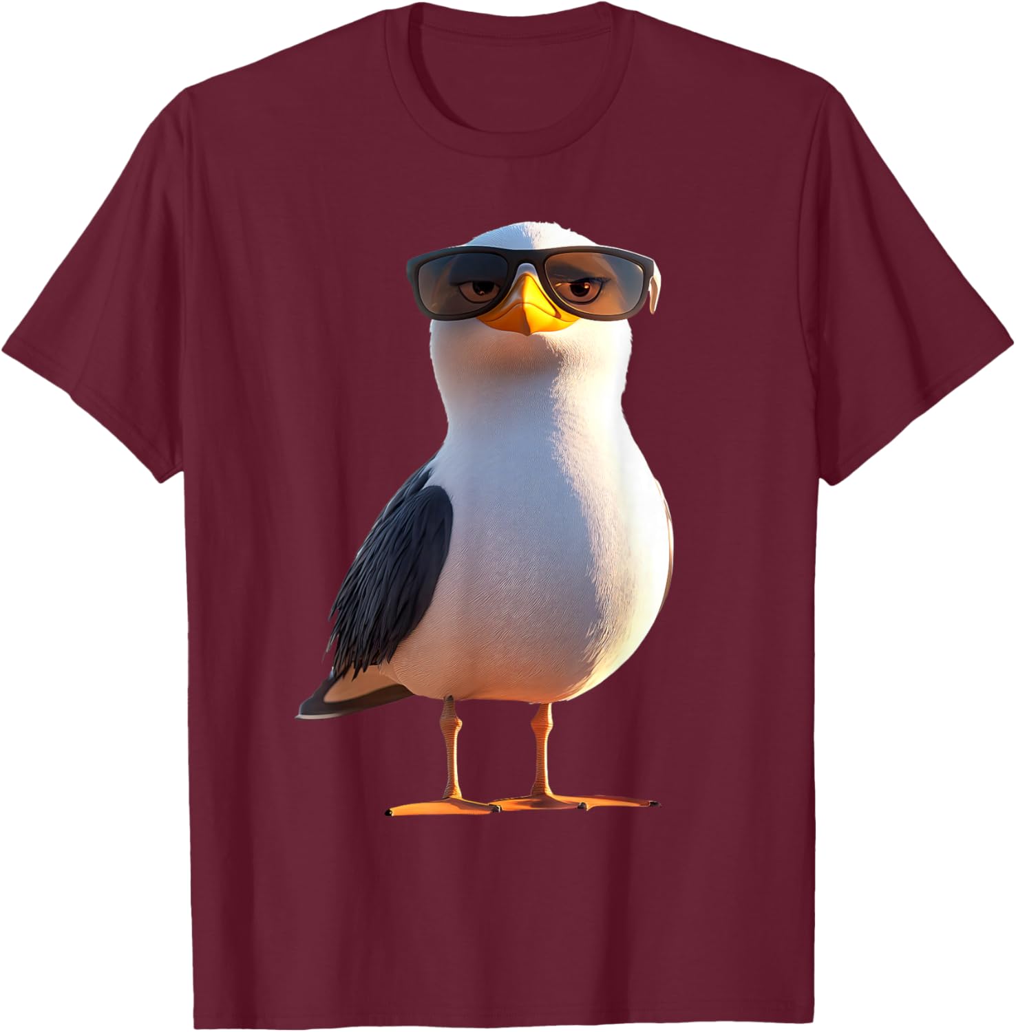 Seagull Beach North Sea Baltic Gull Silver T-Shirt - T-Shirt | Maroon