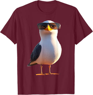 Seagull Beach North Sea Baltic Gull Silver T-Shirt - T-Shirt | Maroon