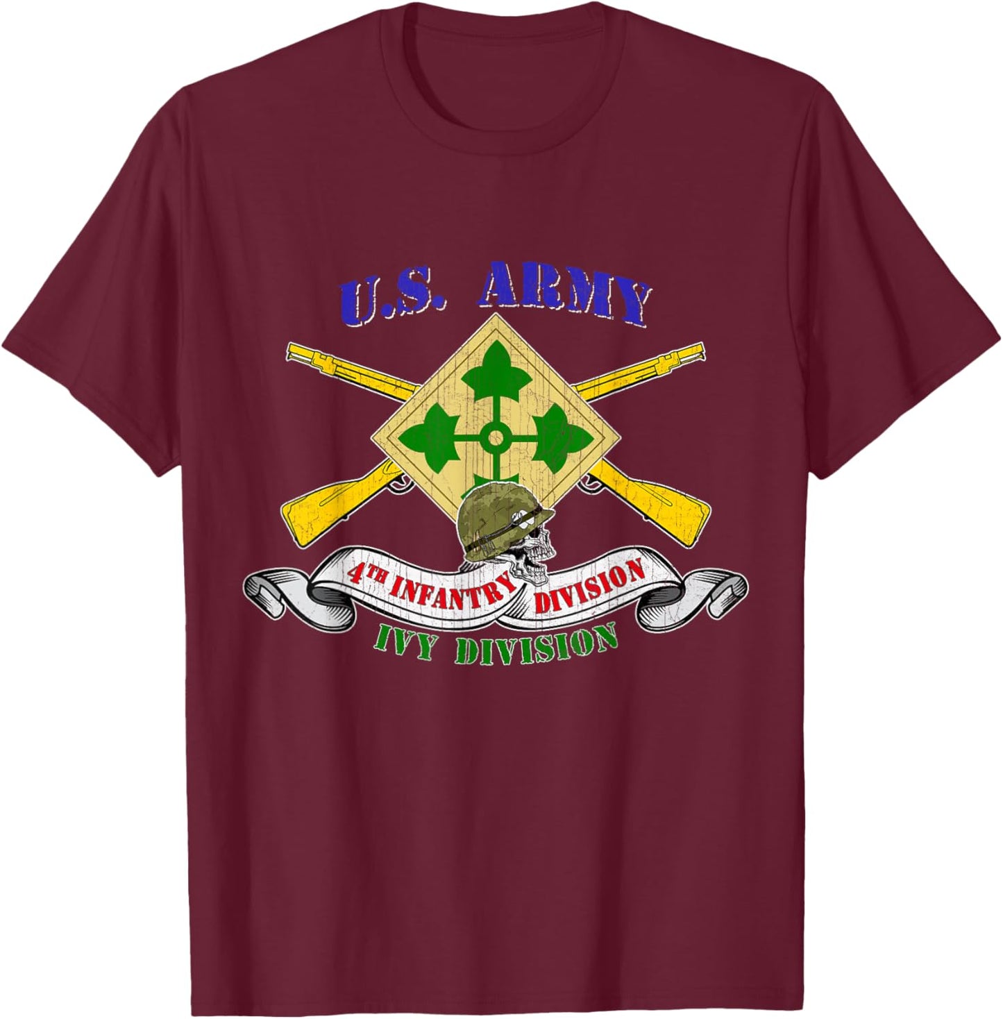 4th Infantry Division 4th ID Ivy Division Fort Carson Gifts T-Shirt - T-Shirt | Maroon