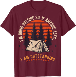 Outdoor Dad Joke Pun I'm Outstanding Funny Outdoor Dad T-Shirt - T-Shirt | Maroon