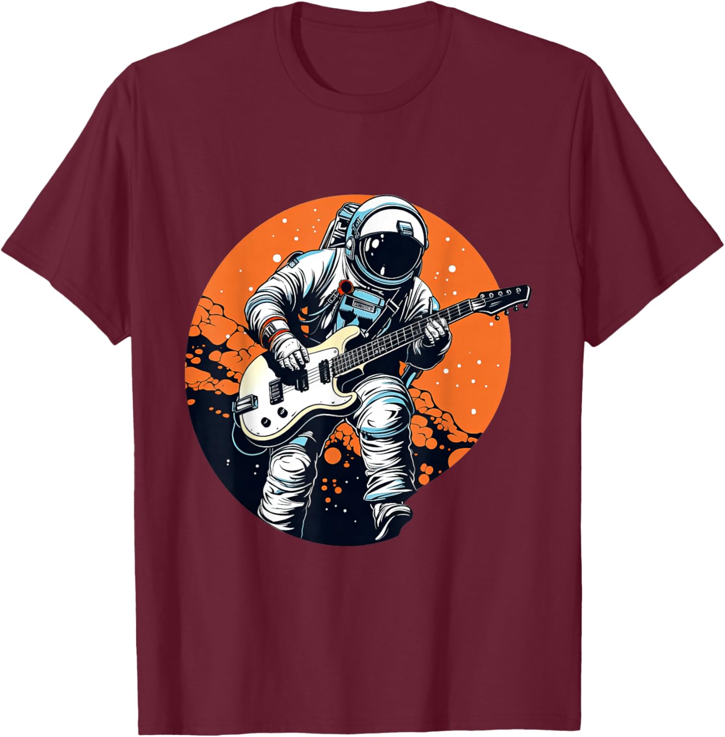 Astronaut Playing The Bass Guitar T-Shirt - T-Shirt | Maroon