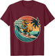 Surfing Trex Hawaiian Dinosaur Surfboard Retro Surf Lovers T-Shirt - T-Shirt | Maroon