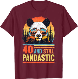 40 Years Old Panda 40th Birthday T-Shirt - T-Shirt | Maroon