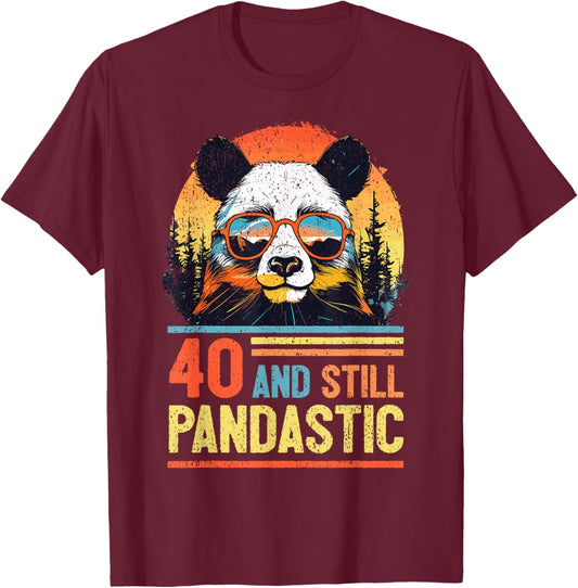 40 Years Old Panda 40th Birthday T-Shirt - T-Shirt | Maroon