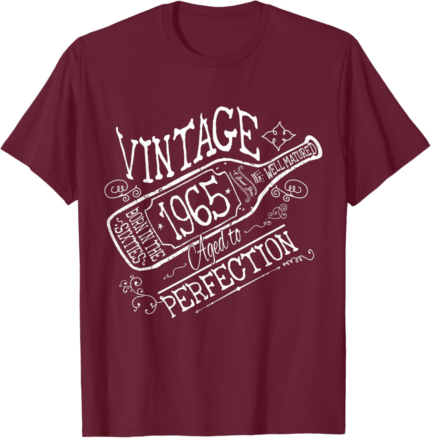 1965 Birthday Wine Lovers Vintage Born in the Sixties T-Shirt - T-Shirt | Maroon