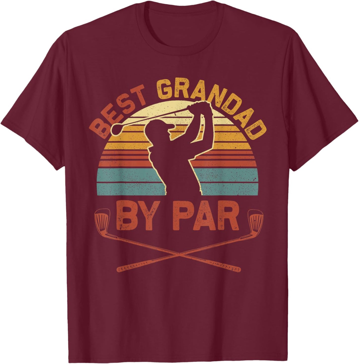 Best Grandad By Par Golfing Vintage Golf Lover Fathers Day T-Shirt - T-Shirt | Maroon