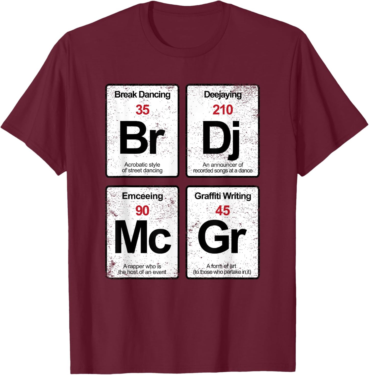 Elements of Hip Hop Rap music distressed gift T-Shirt - T-Shirt | Maroon