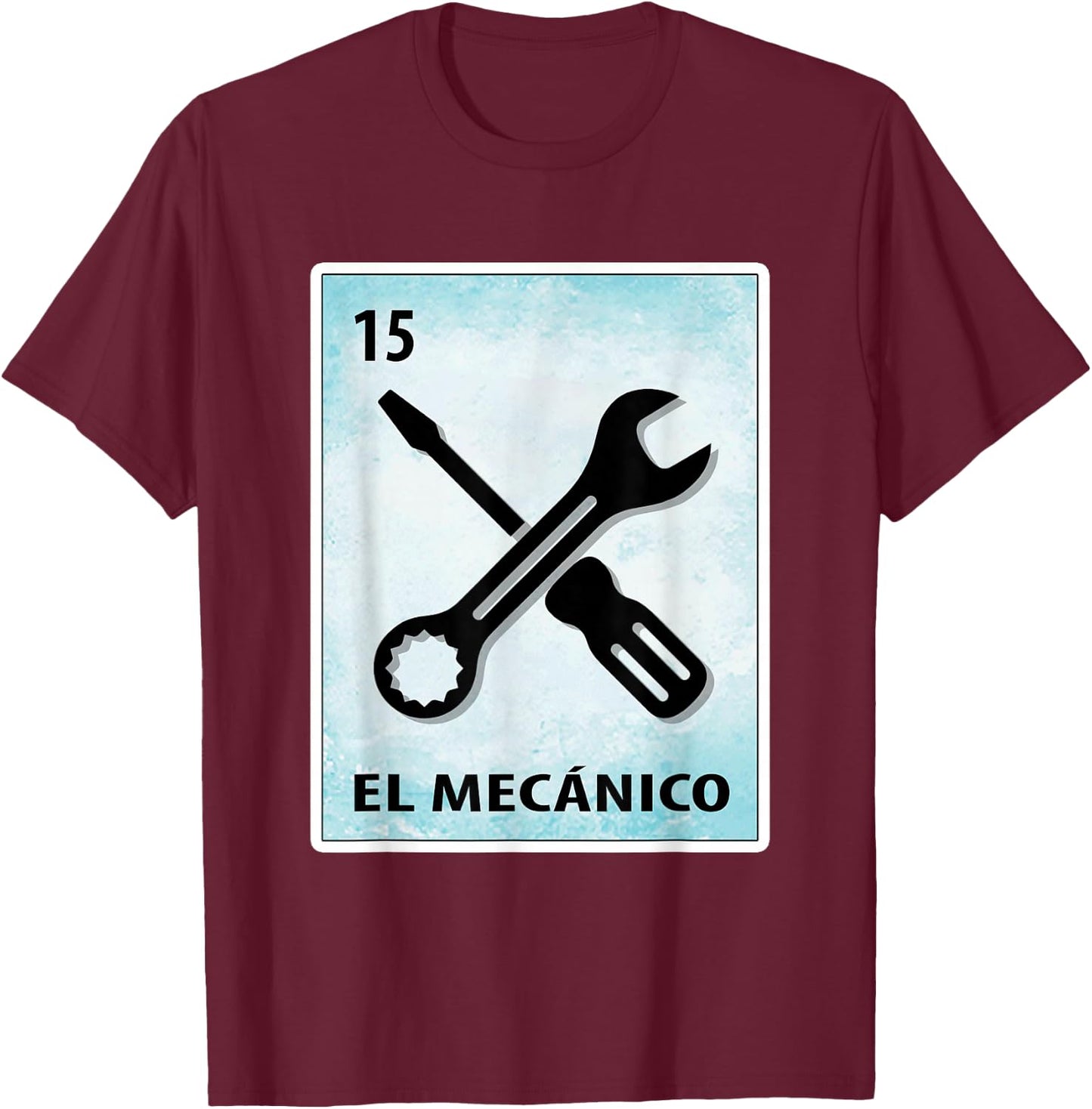 El Mecanico Mexican Mechanic Cards T-Shirt - T-Shirt | Maroon