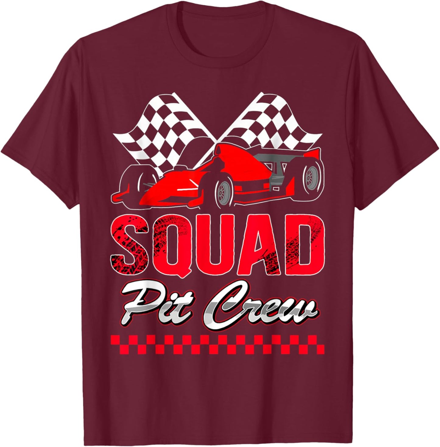 Pit Crew Squad Race Car Birthday Boy Racing Car T-Shirt - T-Shirt | Maroon