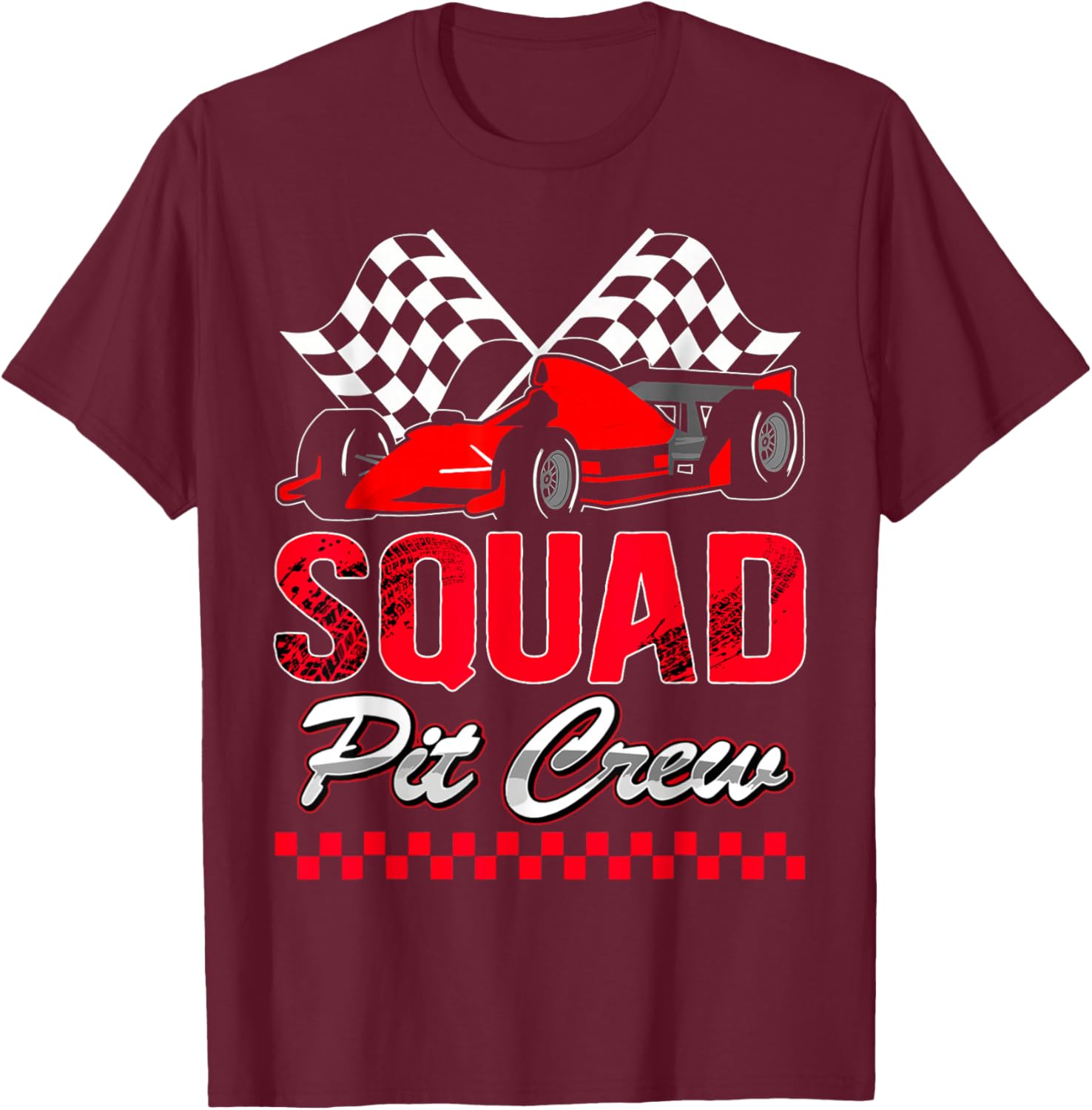 Pit Crew Squad Race Car Birthday Boy Racing Car T-Shirt - T-Shirt | Maroon