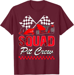 Pit Crew Squad Race Car Birthday Boy Racing Car T-Shirt - T-Shirt | Maroon