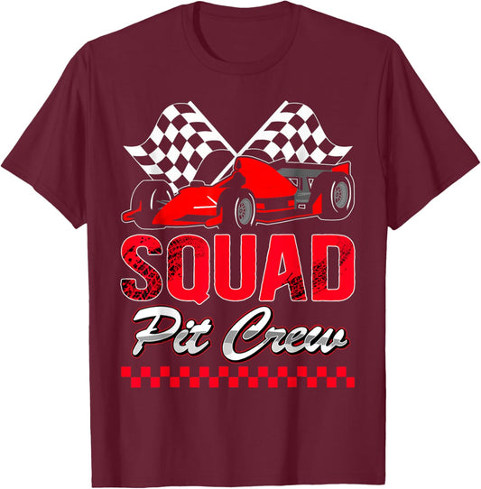 Pit Crew Squad Race Car Birthday Boy Racing Car T-Shirt - T-Shirt | Maroon