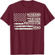 Husband Father Protector Hero Dad American Flag Father Day T-Shirt - T-Shirt | Maroon