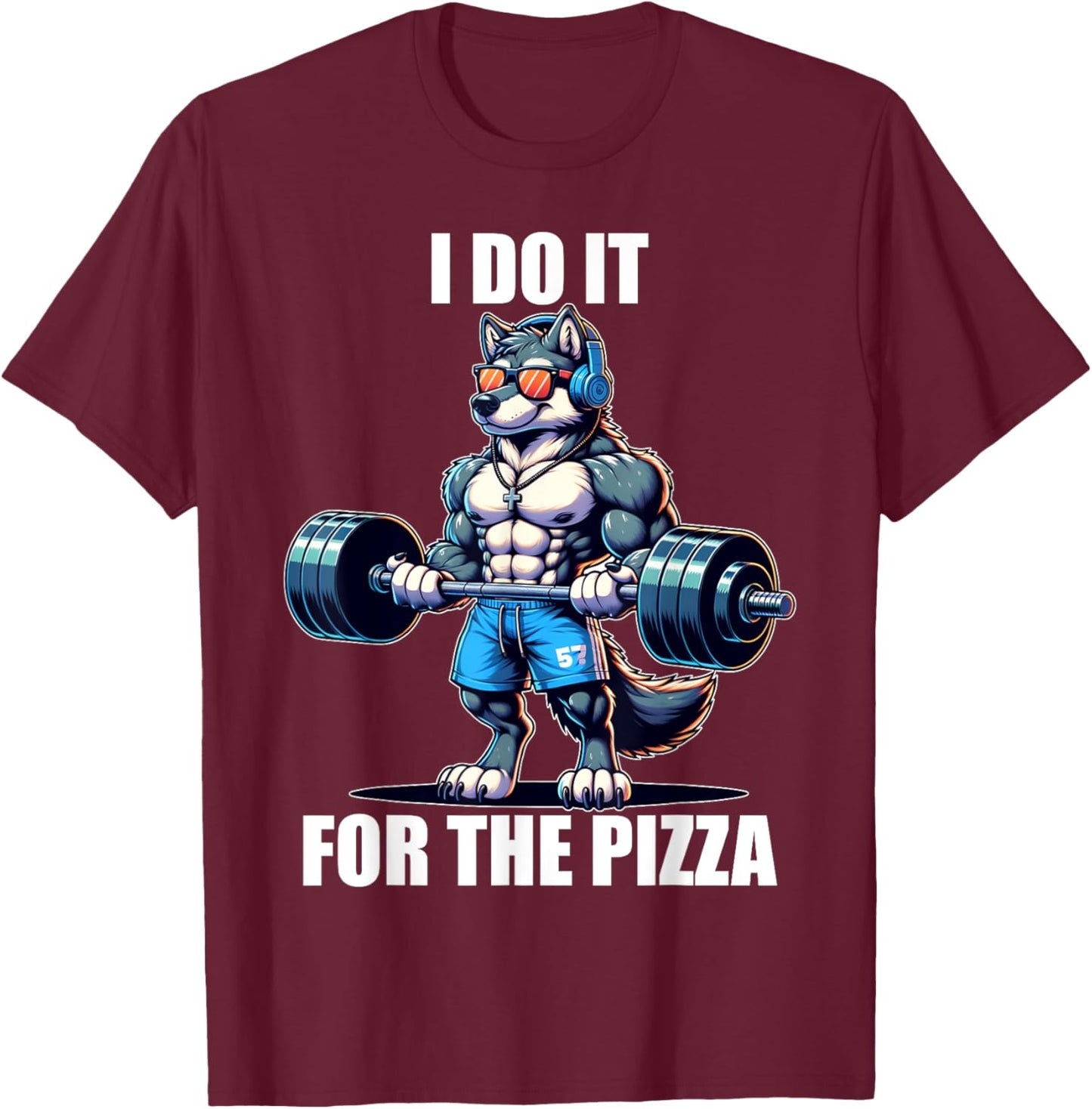 Wolf Funny Gym Weightlifting Bodybuilder Fitness Workout , Small, Black T-Shirt - T-Shirt | Maroon