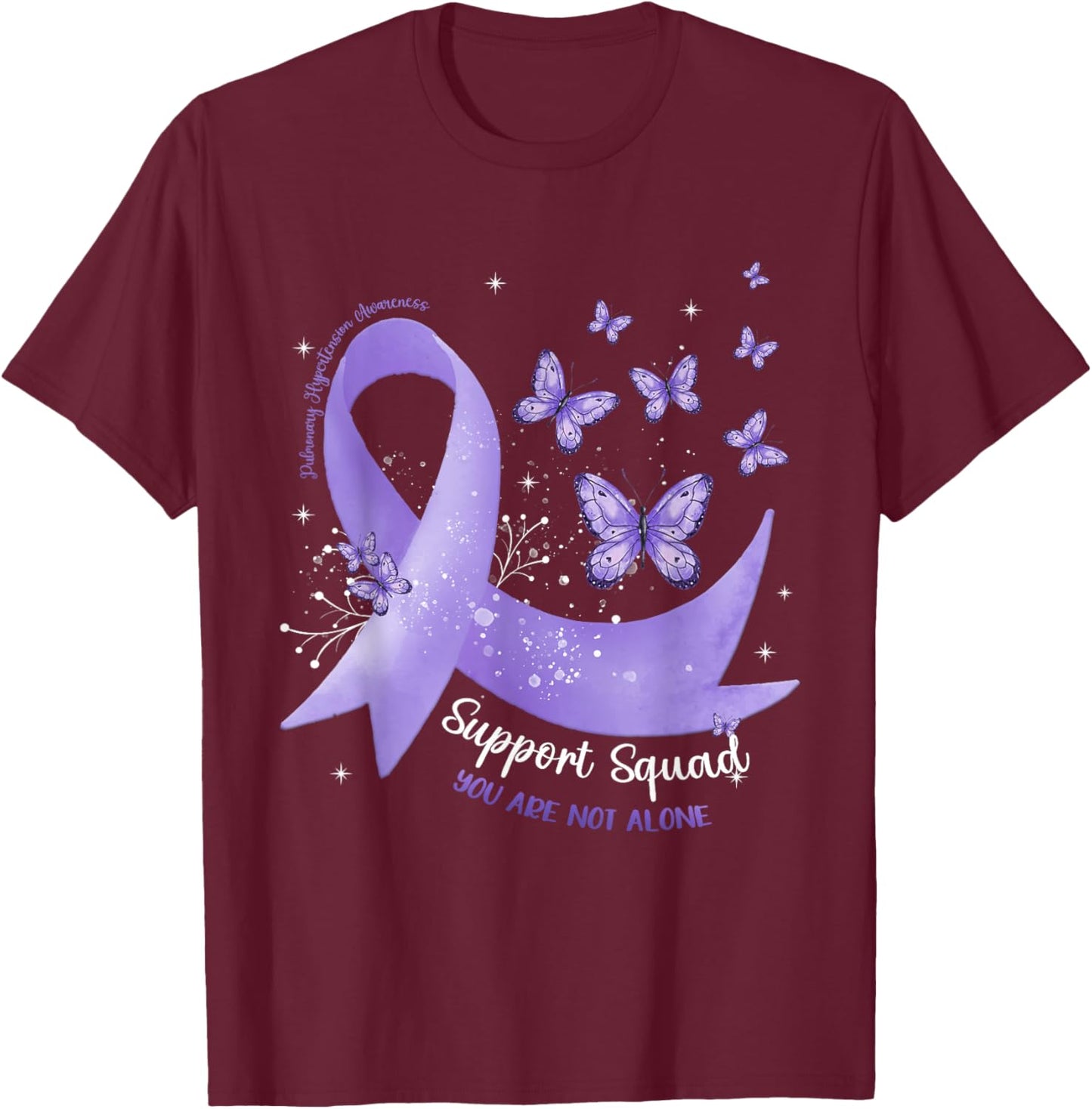 Support Squad Periwinkle Ribbon Pulmonary Hypertension T-Shirt - T-Shirt | Maroon