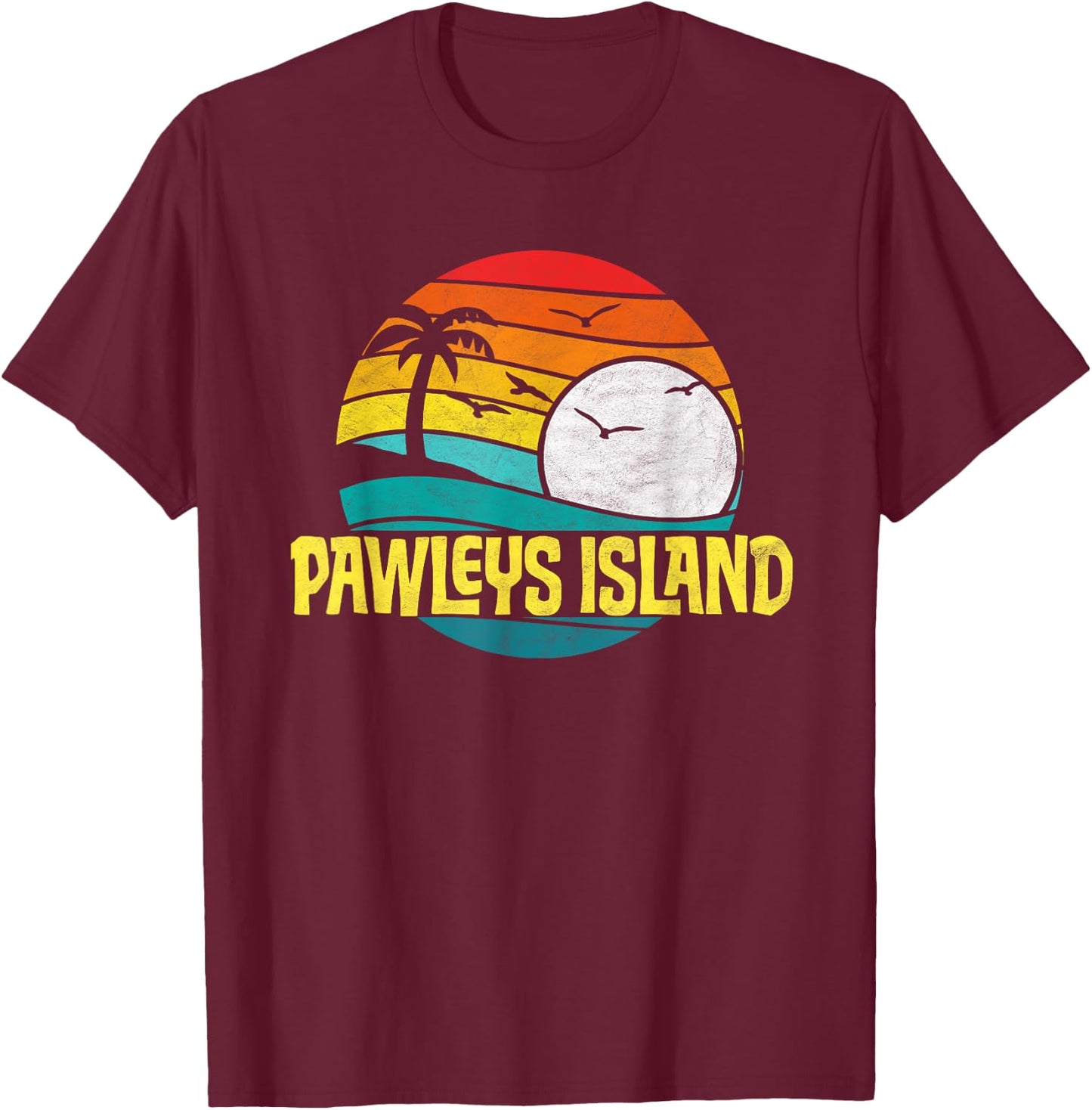 Retro Pawleys Island Beach Sun & Surf Eighties Graphic T-Shirt - T-Shirt | Maroon
