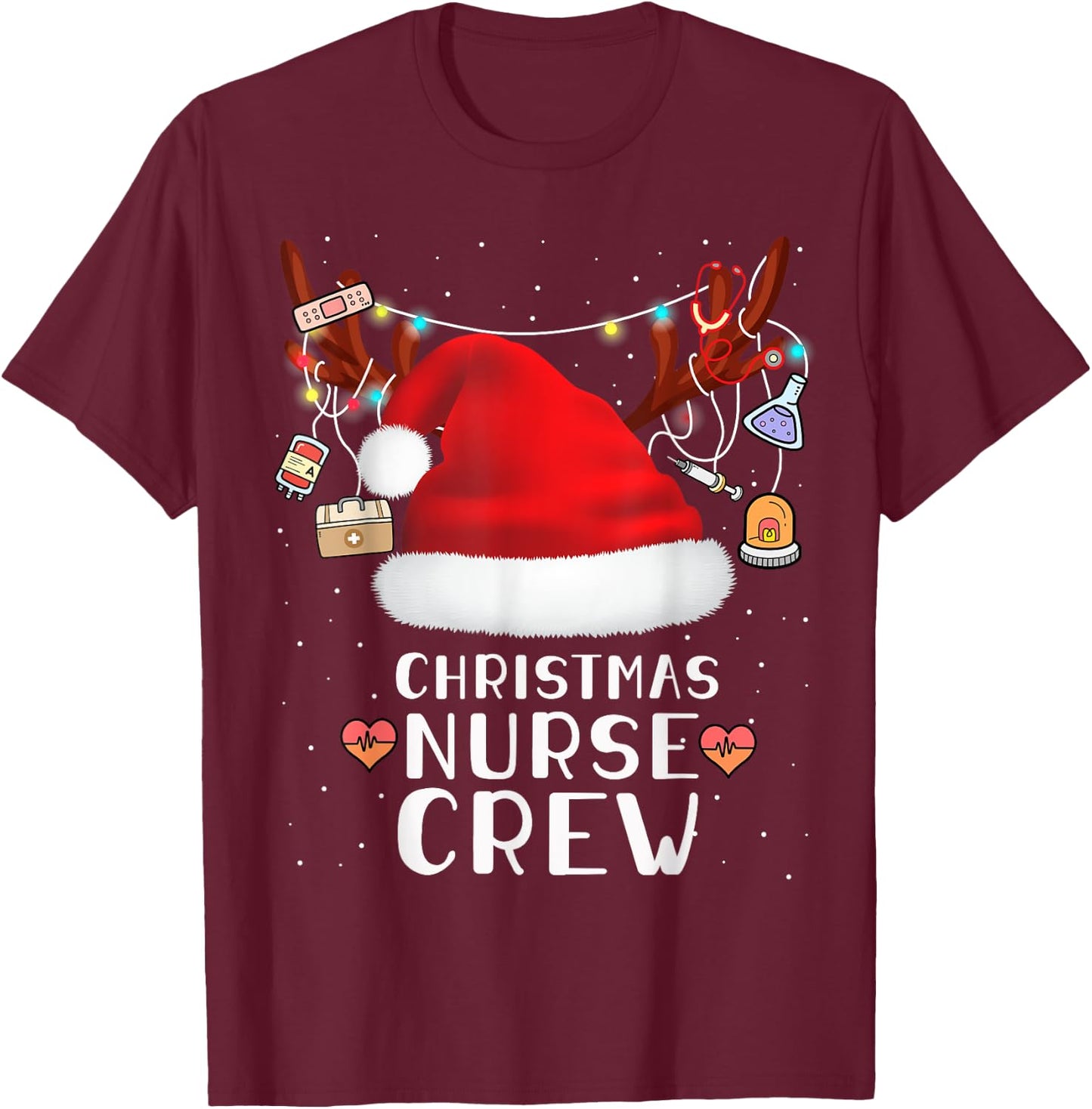Nurse Crew Christmas Cute Merry Xmas Party Crew Women T-Shirt - T-Shirt | Maroon