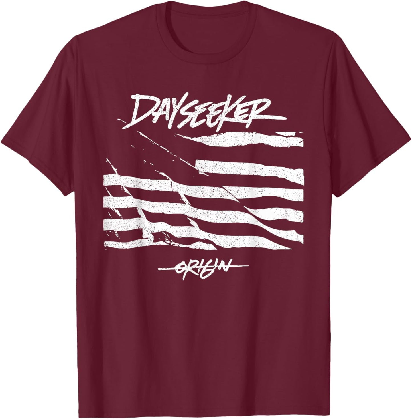 Dayseeker Merch, A Flag Design, White Color T-Shirt - T-Shirt | Maroon