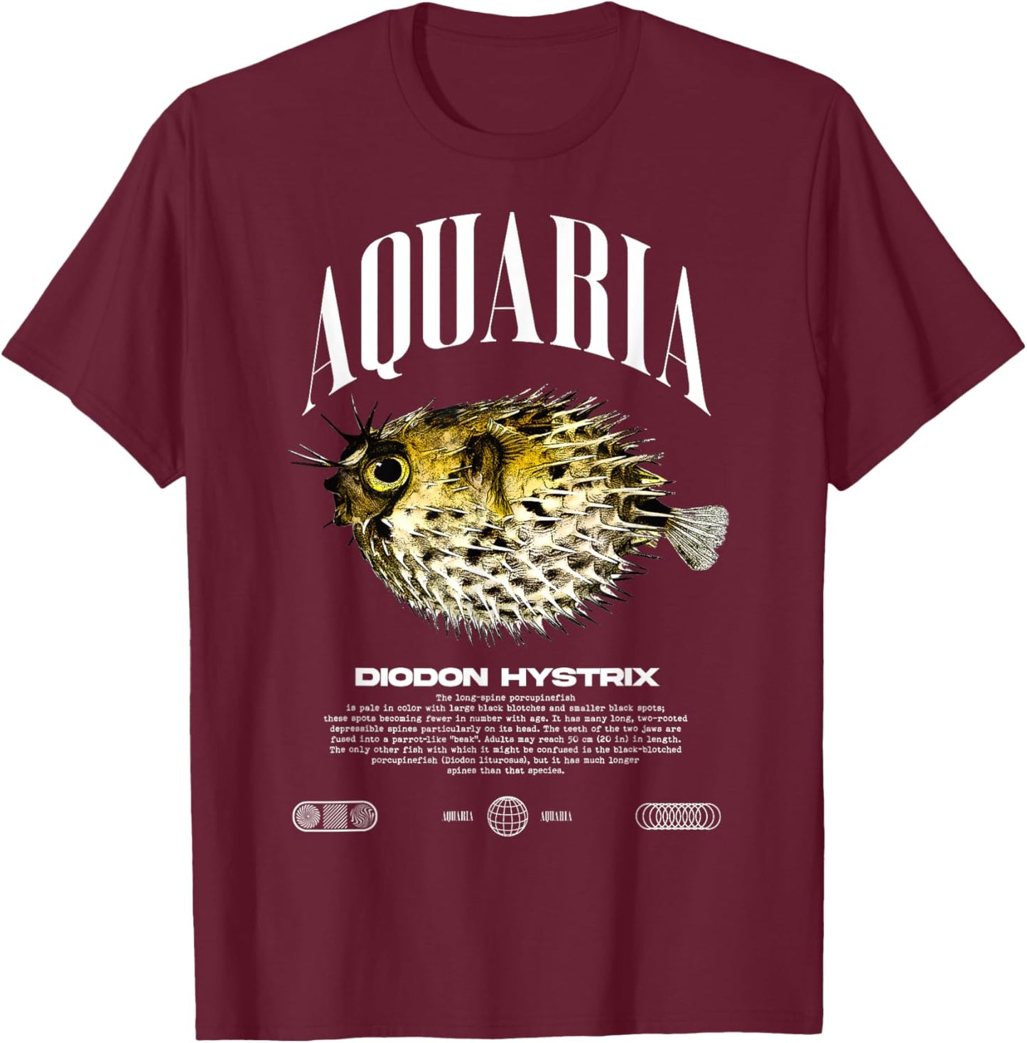 Porcupine Puffer Fish Fish Keeper Modern Streetwear T-Shirt - T-Shirt | Maroon