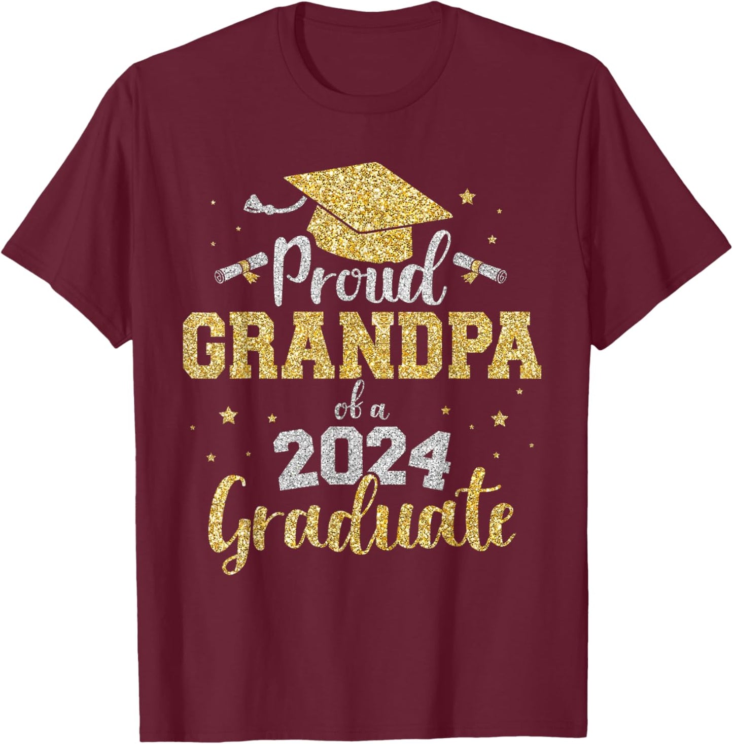 Proud grandpa of a class of 2024 graduate senior graduation T-Shirt - T-Shirt | Maroon