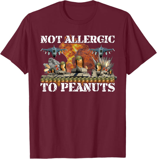 Funny Weird Meme Not Allergic To Peanut Cursed Peanut Butter T-Shirt - T-Shirt | Maroon