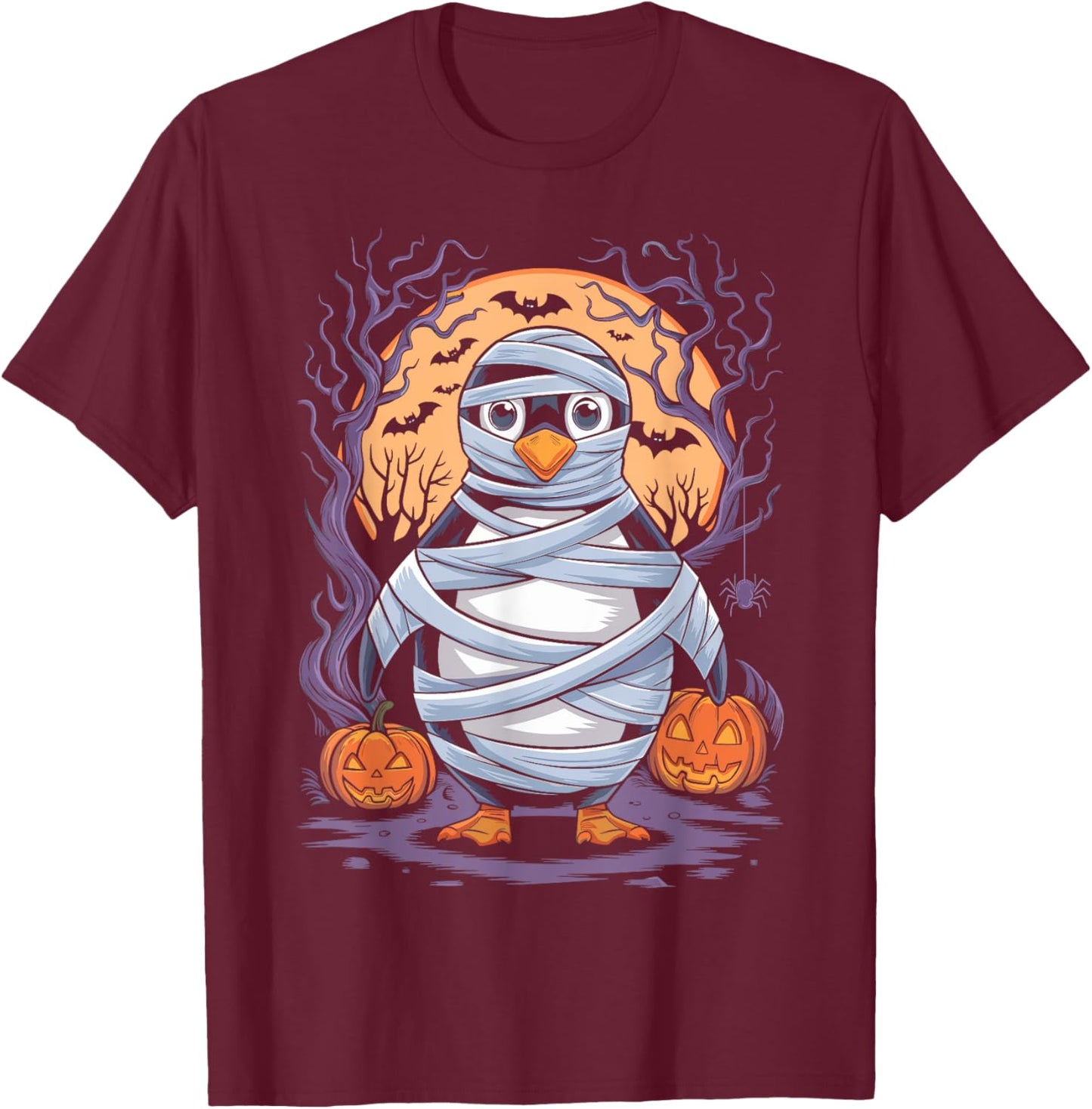 Funny Mummy Penguin Lovers Spooky Halloween Costume T-Shirt - T-Shirt | Maroon
