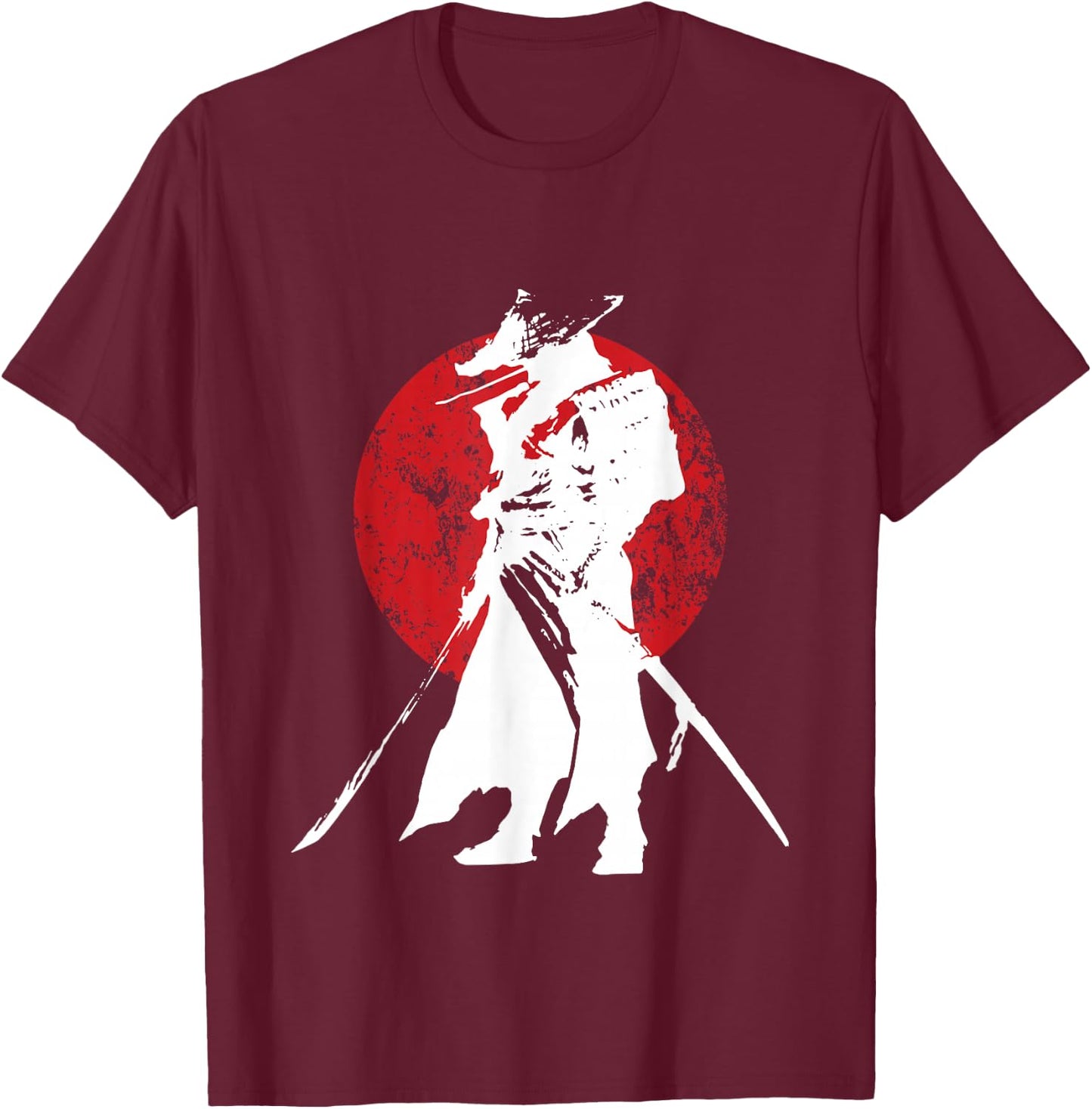 Vintage Japanese Samurai Retro Bushido Warrior Japan Sword T-Shirt - T-Shirt | Maroon