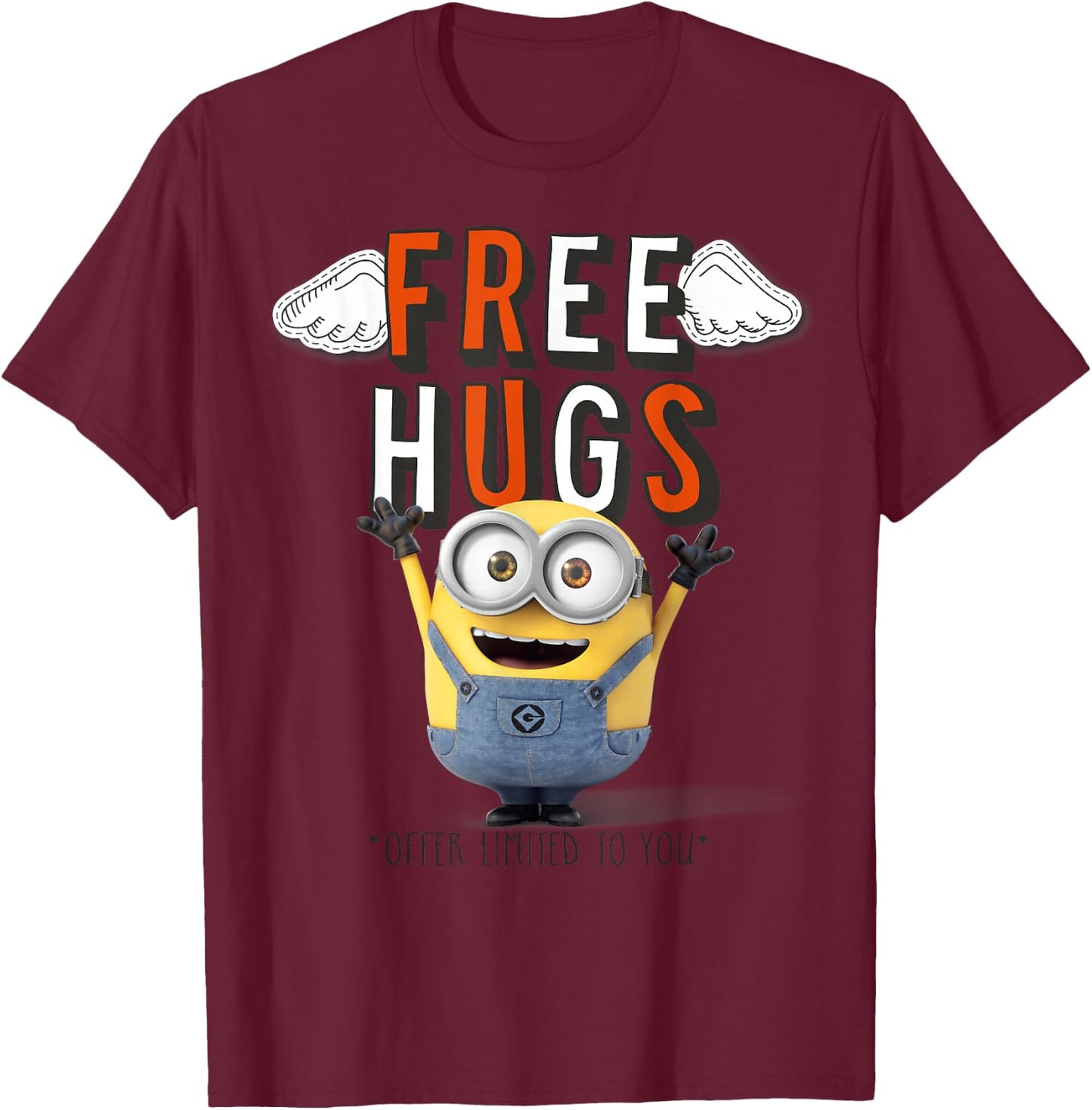 Despicable Me Minions Free Hugs Graphic T-Shirt - T-Shirt | Maroon