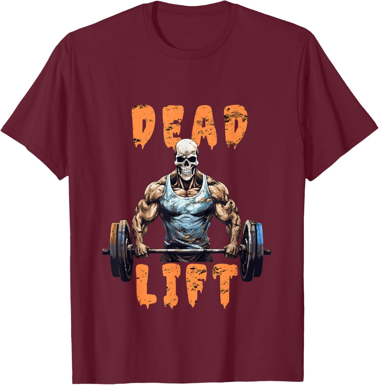 Deadlift Skeleton Gym Lifting Weights Training - Halloween T-Shirt - T-Shirt | Maroon