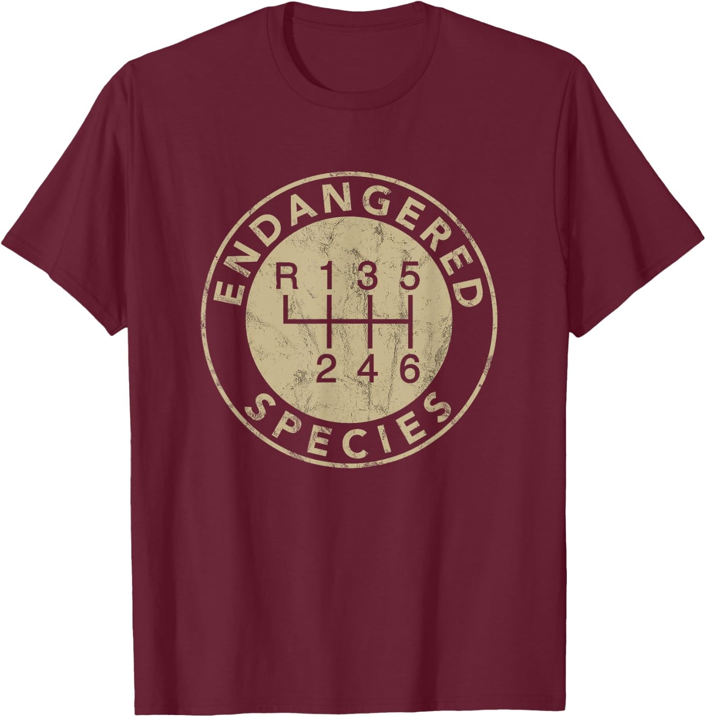 Endangered Species-Stick Shift-manual transmission Driver T-Shirt - T-Shirt | Maroon