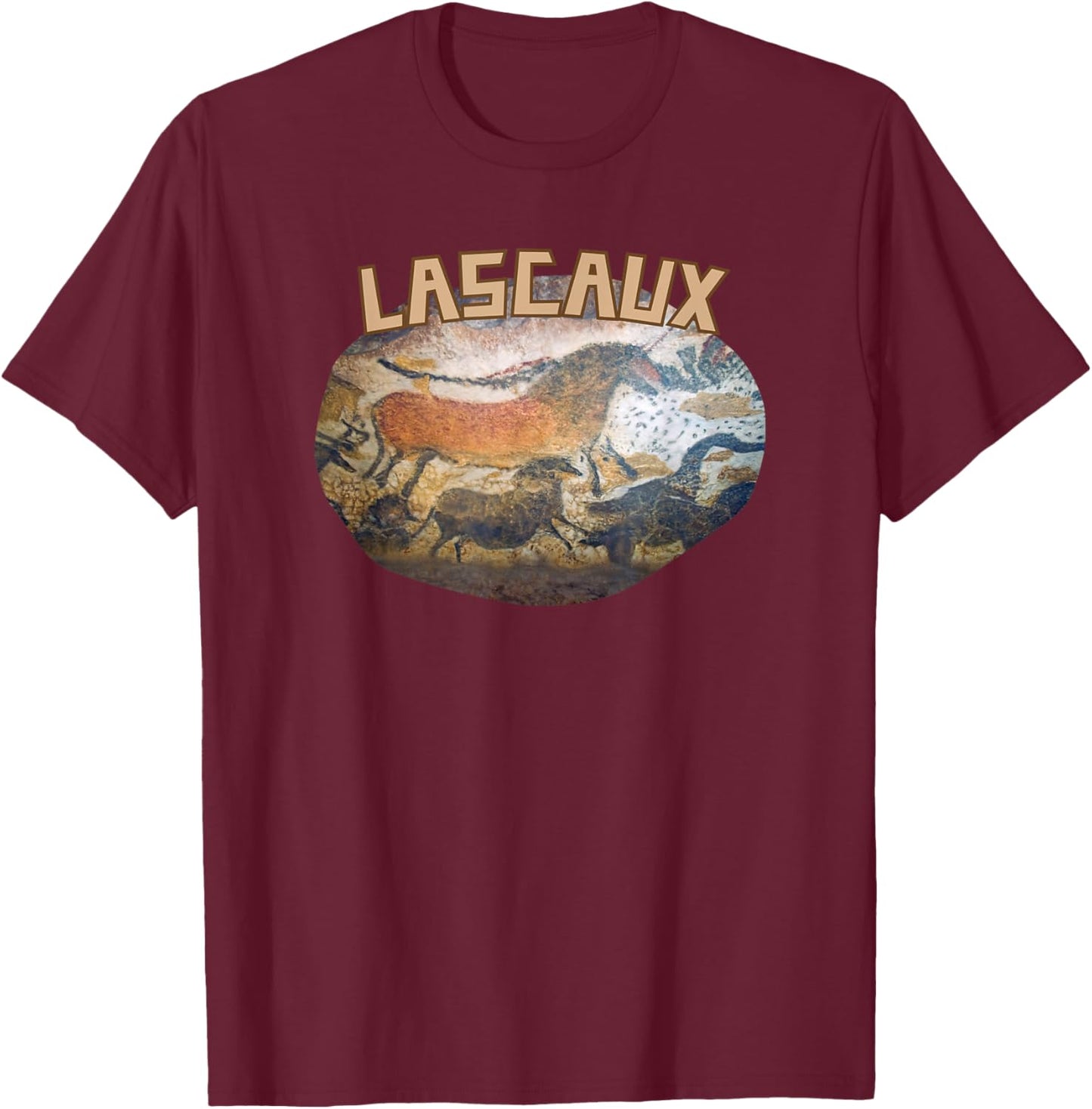 Lascaux Cave Painting Prehistoric Art Horses Parietal Art T-Shirt - T-Shirt | Maroon