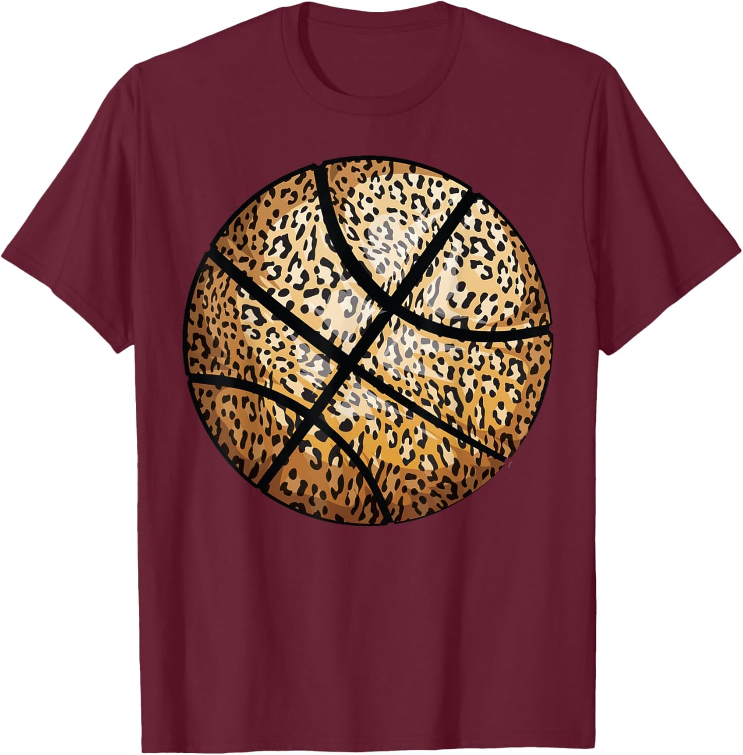 Funny Leopard Print Basketball Gift | Cool Best Team Lovers T-Shirt - T-Shirt | Maroon