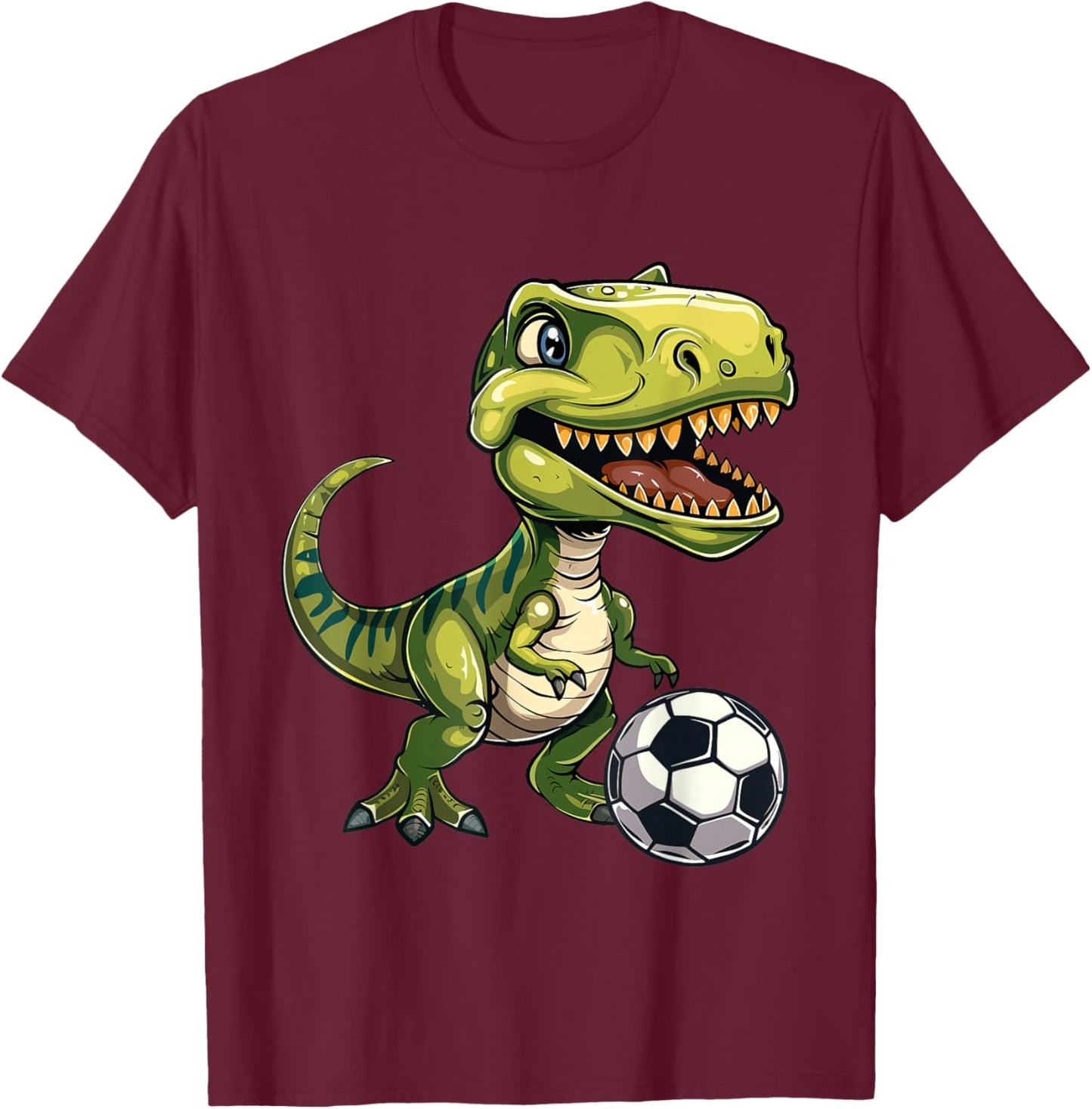 T-Rex playing soccer ball, soccer for kids T-Shirt - T-Shirt | Maroon