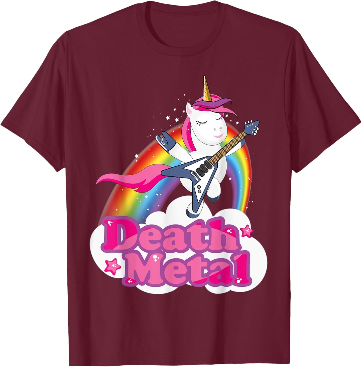 Cutte Heavy Metal Death Metal Unicorn T-Shirt - T-Shirt | Maroon