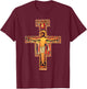 San Damiano Catholic Saint Cross T-Shirt - T-Shirt | Maroon