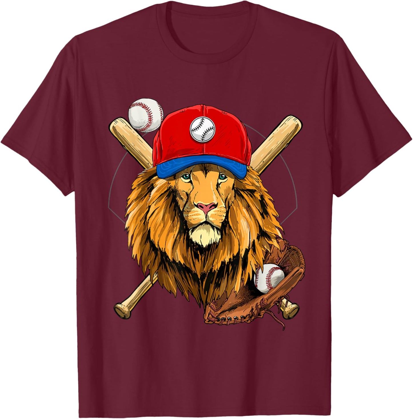 Baseball Player Lion Lover Pitcher Catcher Baseball Coaches T-Shirt - T-Shirt | Maroon