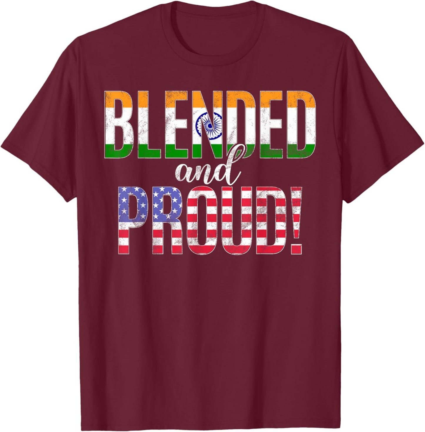 Blended And Proud Nationality Half Indian Half American T-Shirt - T-Shirt | Maroon