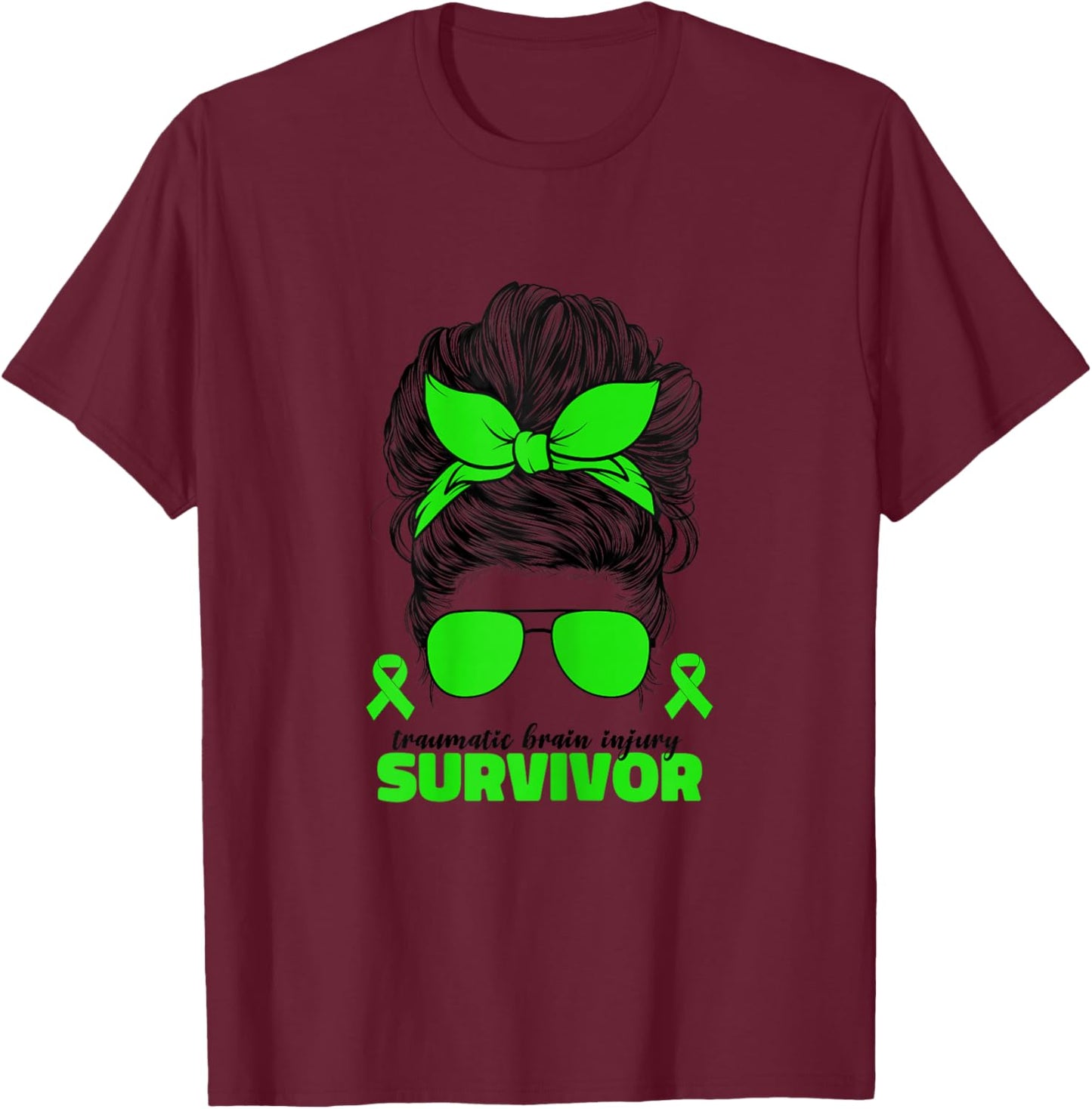 TBI Traumatic Brain Injury Survivor TBI Awareness T-Shirt - T-Shirt | Maroon
