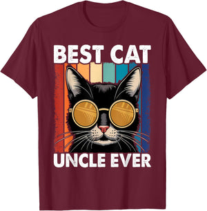 Best Cat Uncle Ever Men Cat Lover Black Cat Themed Funny Cat T-Shirt - T-Shirt | Maroon