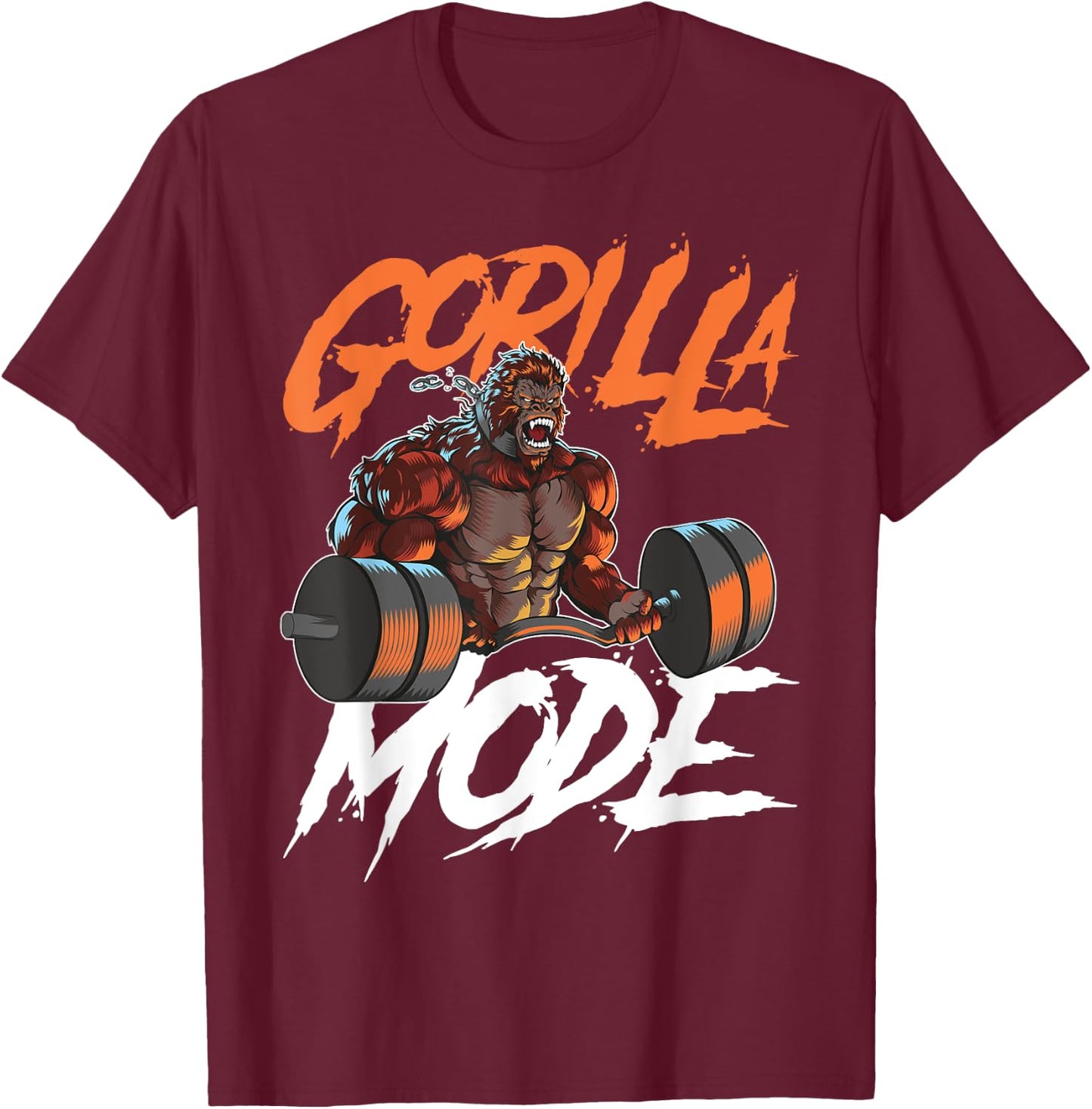 Gorilla Mode Gym Beast Workout Weights Lifting Power - Gift T-Shirt - T-Shirt | Maroon