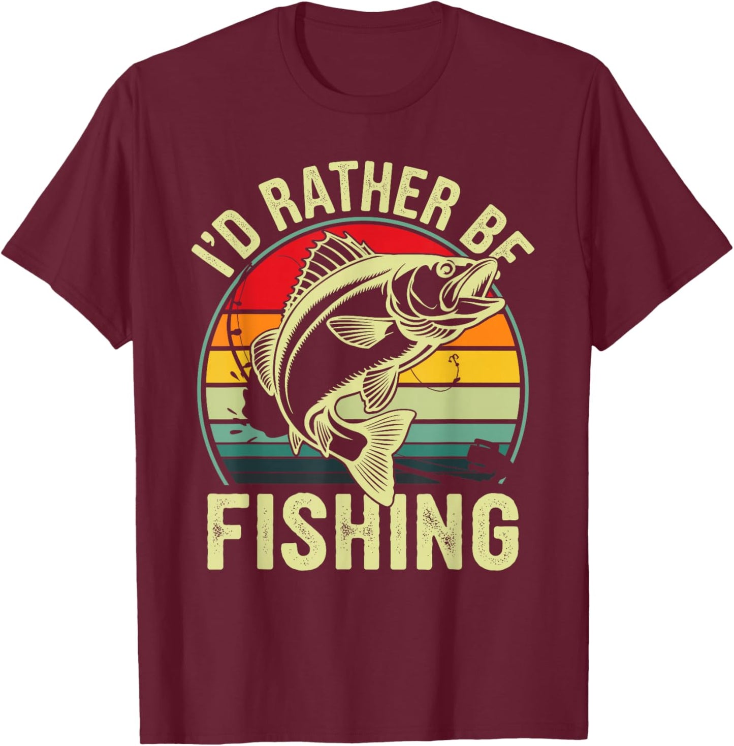 I'd Rather Be Fishing Retro Vintage Outdoor Fisherman T-Shirt - T-Shirt | Maroon