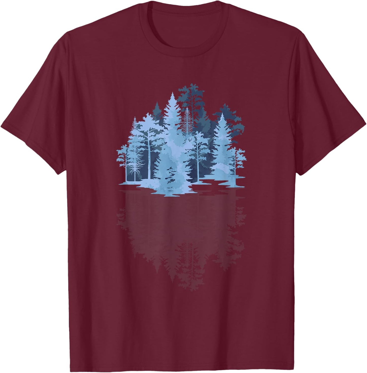 Trees Outdoor Wildlife Nature Reflection Forest T-Shirt - T-Shirt | Maroon