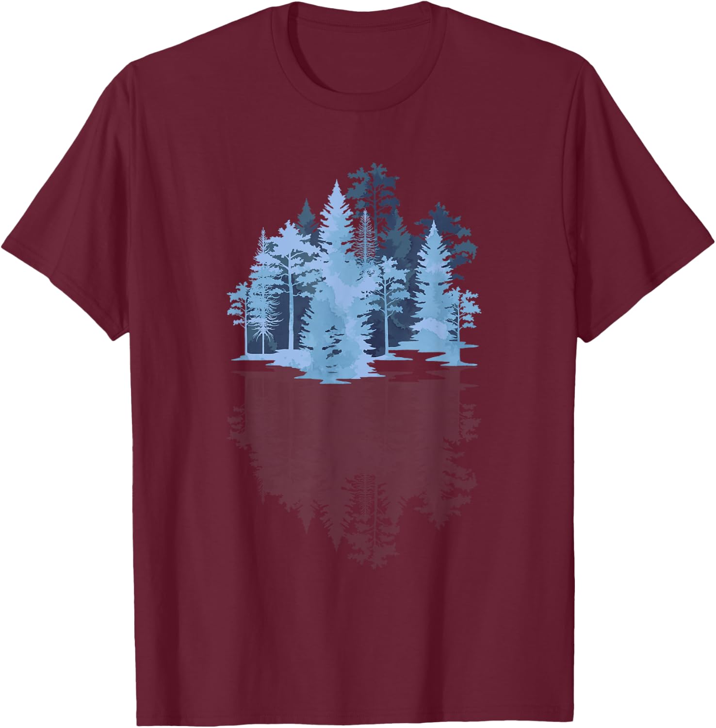 Trees Outdoor Wildlife Nature Reflection Forest T-Shirt - T-Shirt | Maroon