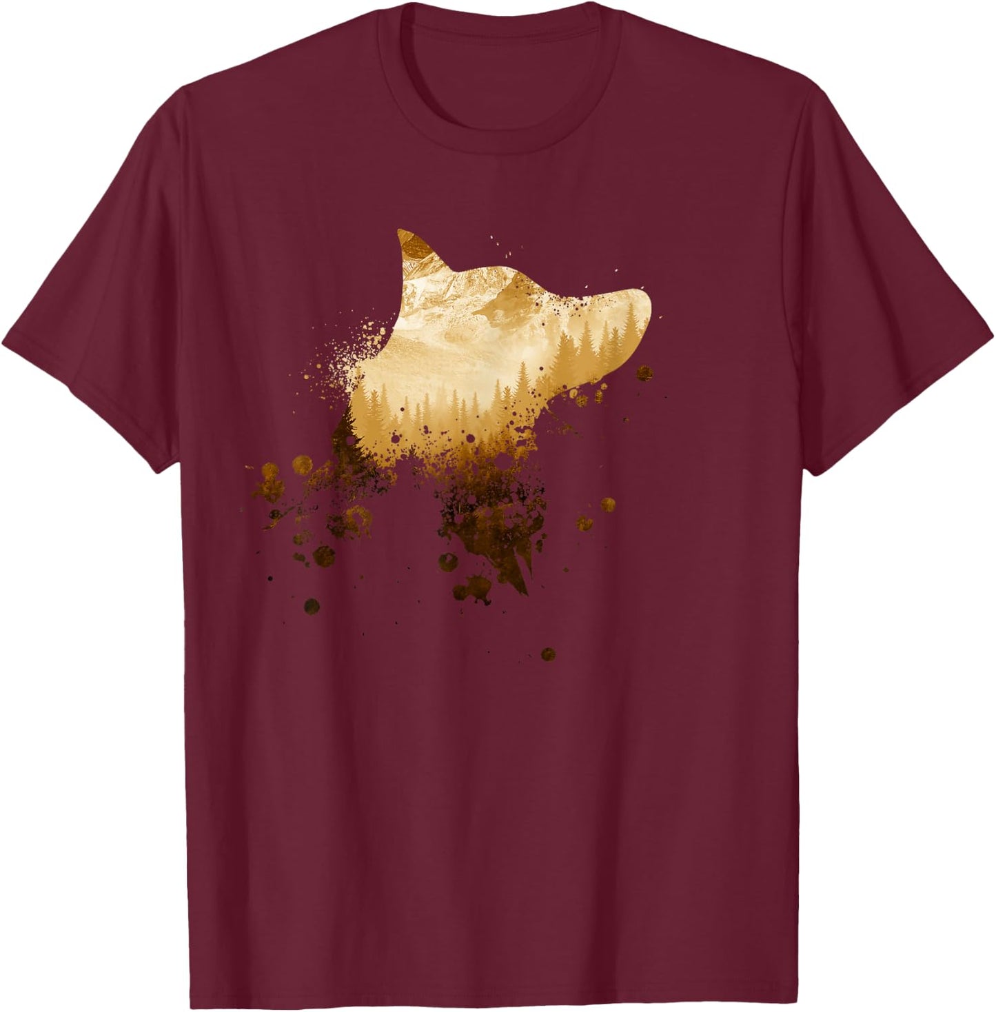 Vintage White Dog Silhouette | GSD | White German Shepherd T-Shirt - T-Shirt | Maroon